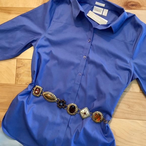 Chico's Tops - NWT Chico’s No-Iron 14 Blue Shirt